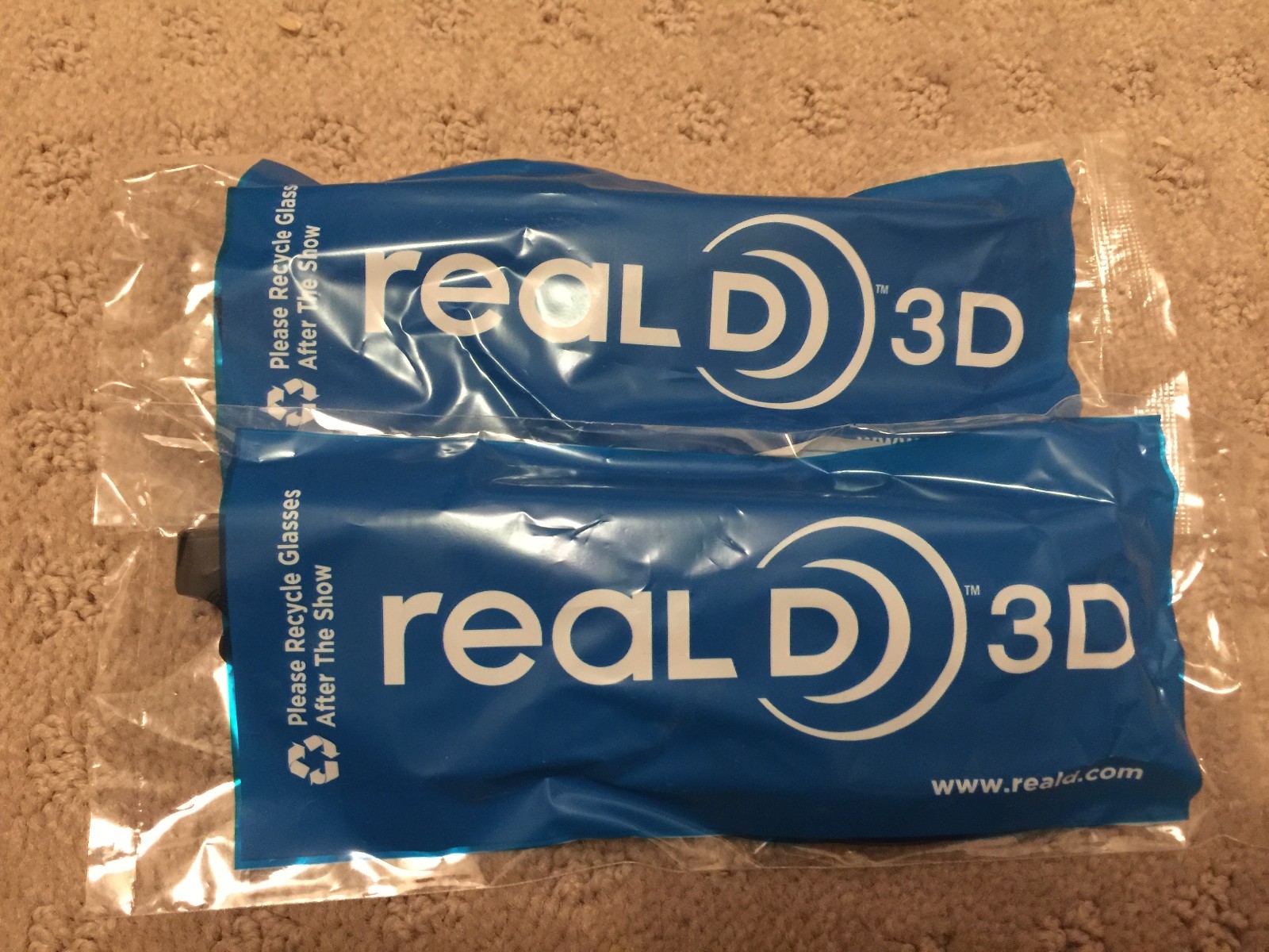 RealD 3D Glasses Adult Size, Sealed in Package, Set of Two