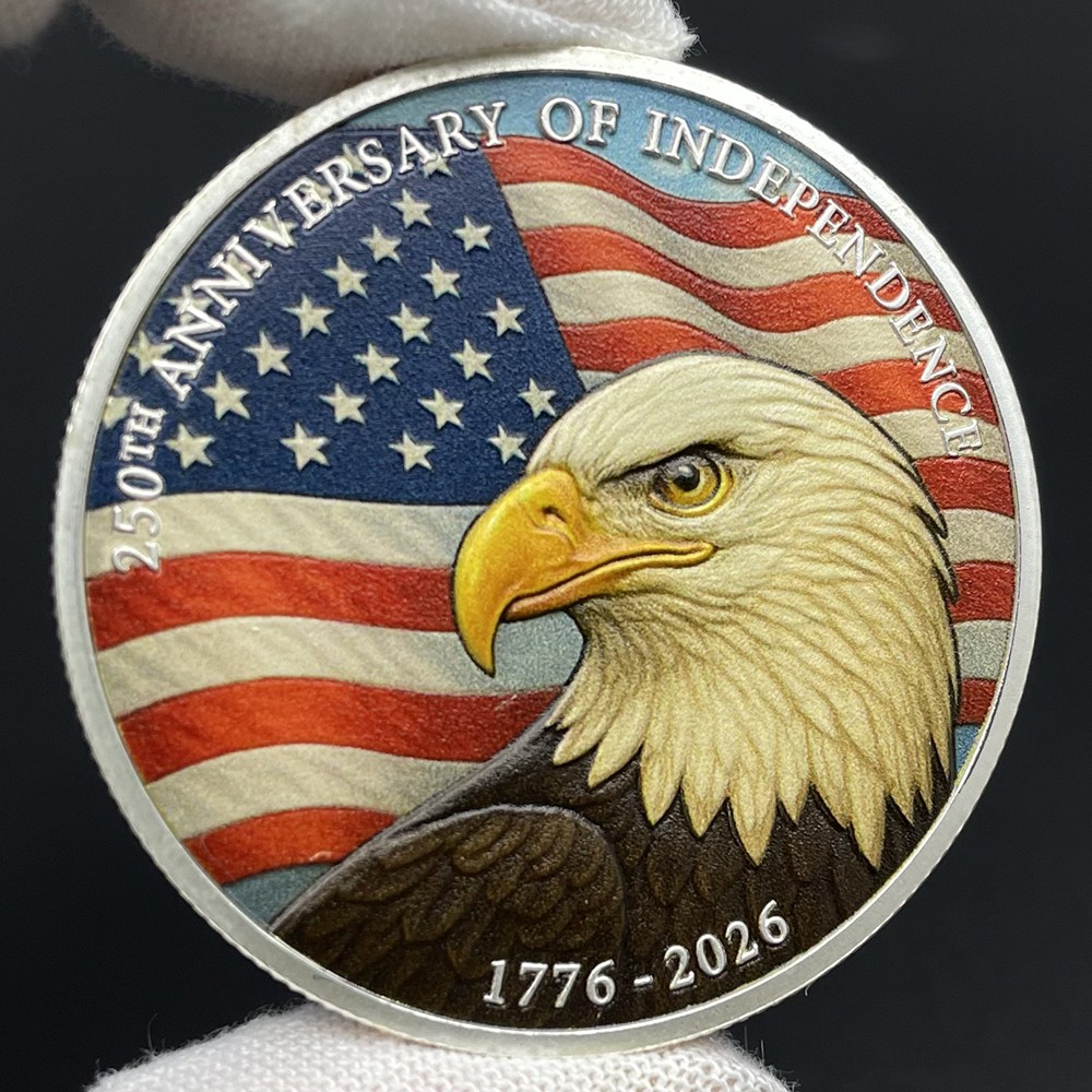 US 250th Anniversary of Independence Silver Coin Bald Eagle Challenge Coin Gift