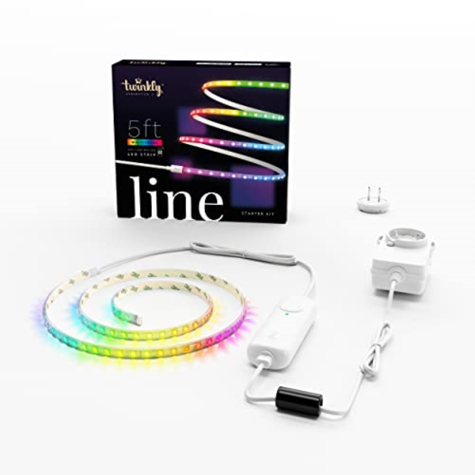Twinkly Indoor Line Starter Kit App-Control White Light Strip with RGB LEDs, 5'
