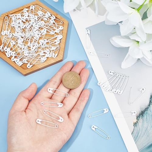 100PCS 1" Safety Pins, Colored Safety Pins Bulk Sewing Pins for DIY White