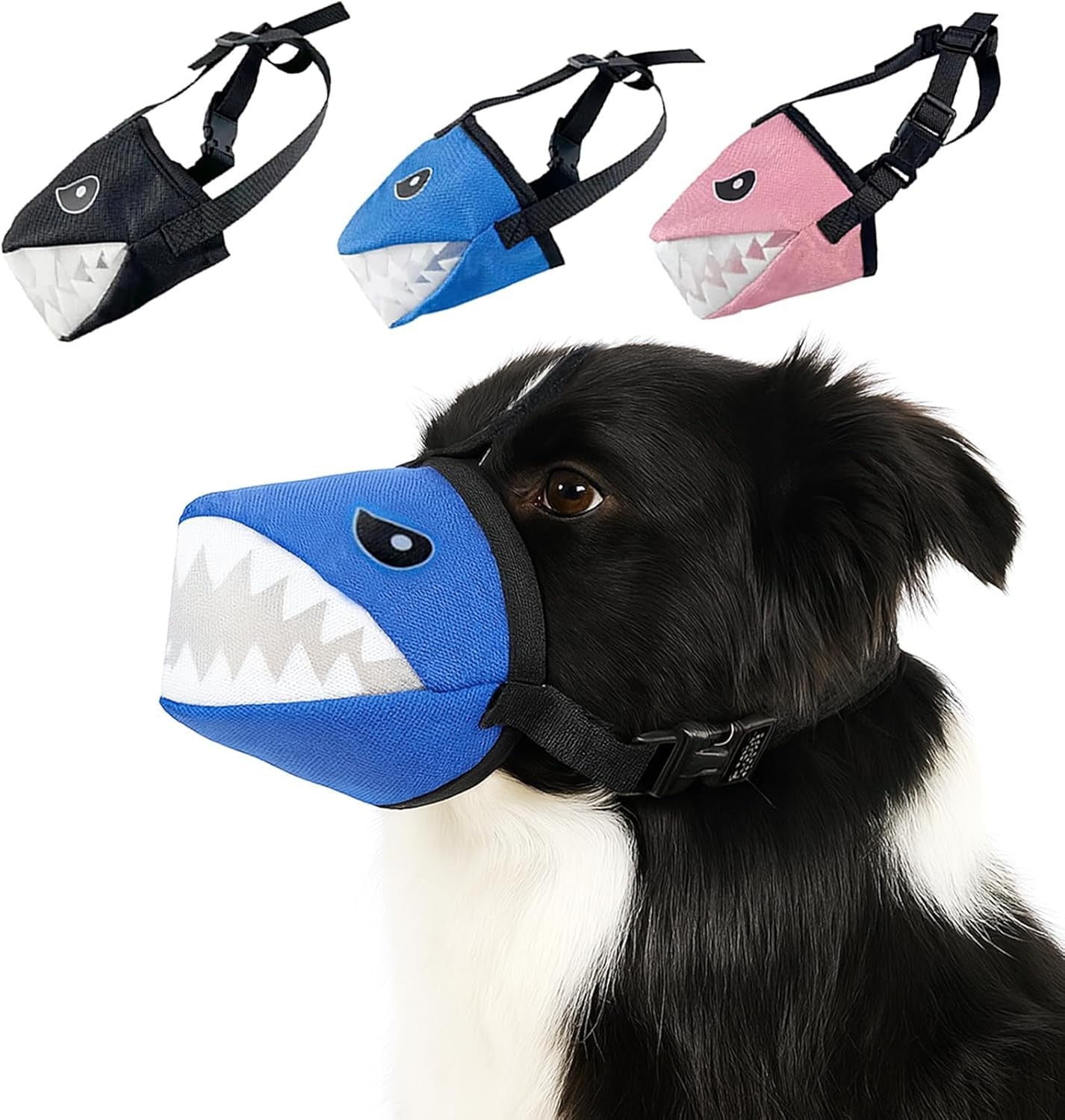 Colenumone Mesh Dog Muzzle Shark Design Adjustable No Biting Barking Chewing