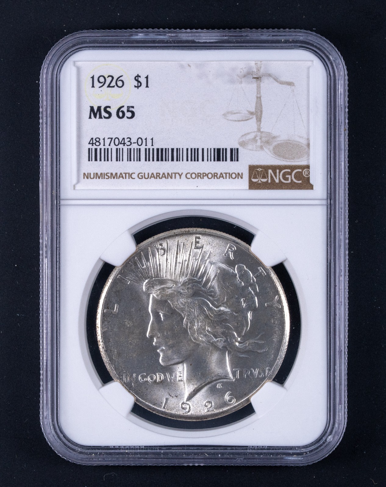 1926 Peace Dollar $1 NGC MS65 Brown Label DCB011