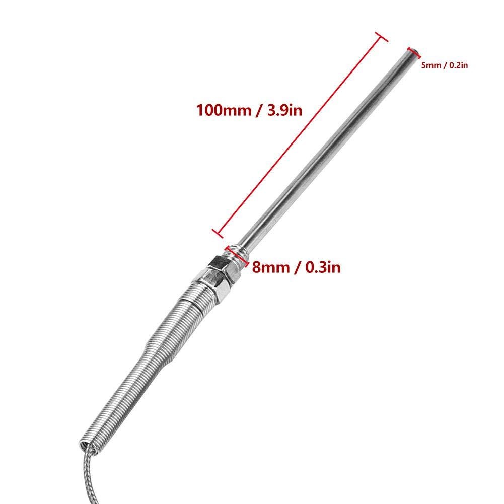 Type K Thermocouple M8 Thread 100mm Probe Temperature Sensor Wire 0-400 4m