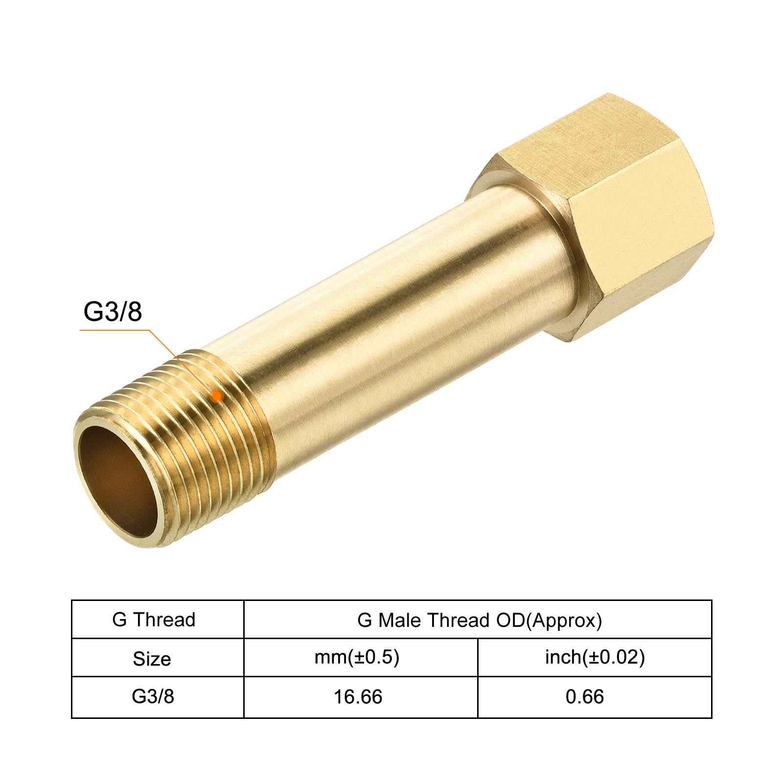 Brass Pipe Fitting G3/8 Adapter 75mm Extension Connector Hex Coupling 2 Pack