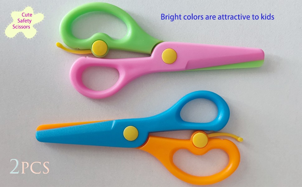 2Pcs Toddlers Training Scissors, Plastic Safety Scissors, Cute Scissors