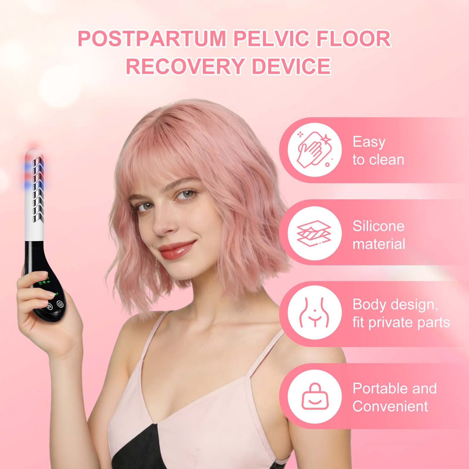 16-Electrode Postpartum Pelvic Floor Trainer Red Blue Light for for Incontinence