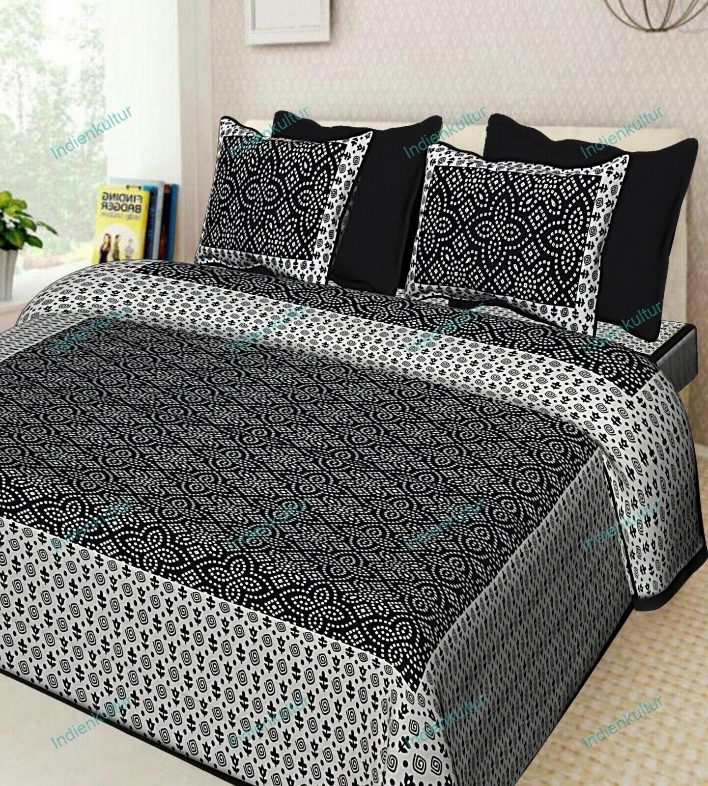 Attarctive Geometric Printed Cotton Double Bed Sheet With 2Pillow Cover 90x108