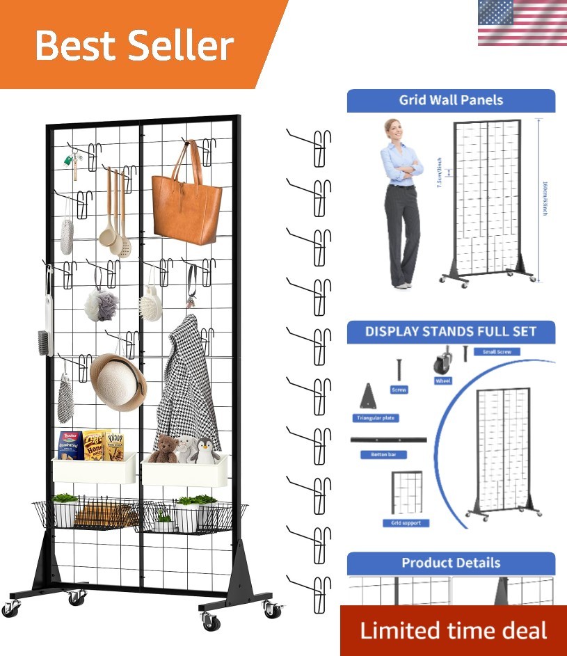 Elegant Matte Finish 2'x5.5' Gridwall Panel with 10 Hooks for Crafts & Retail