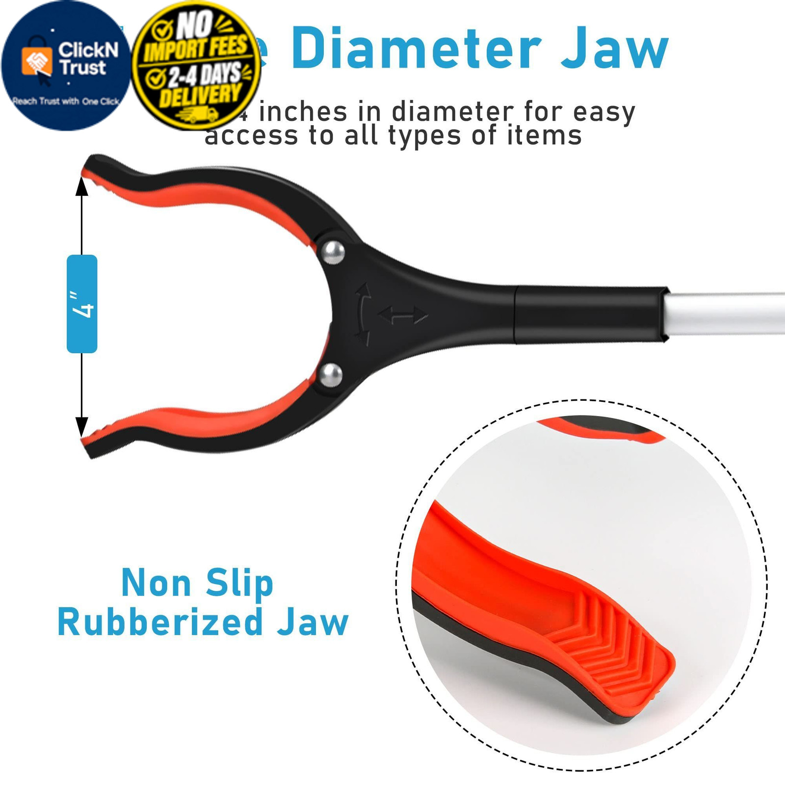 Grabber Reacher Tool, Orange, 32", Foldable Orange1
