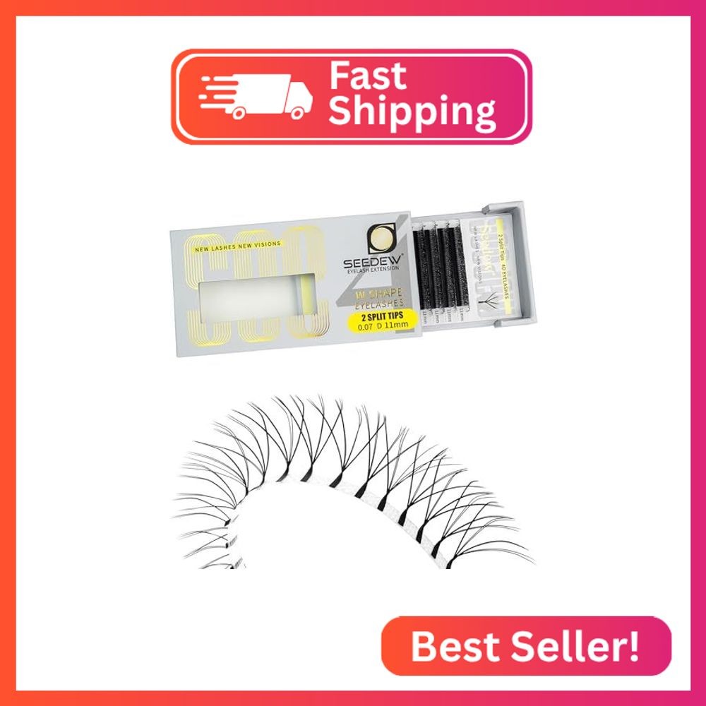 SEEDEW 4D-Double Tips Lash Extensions, 0.07mm D Curl 11mm 12 Rows/Tray, W Shape