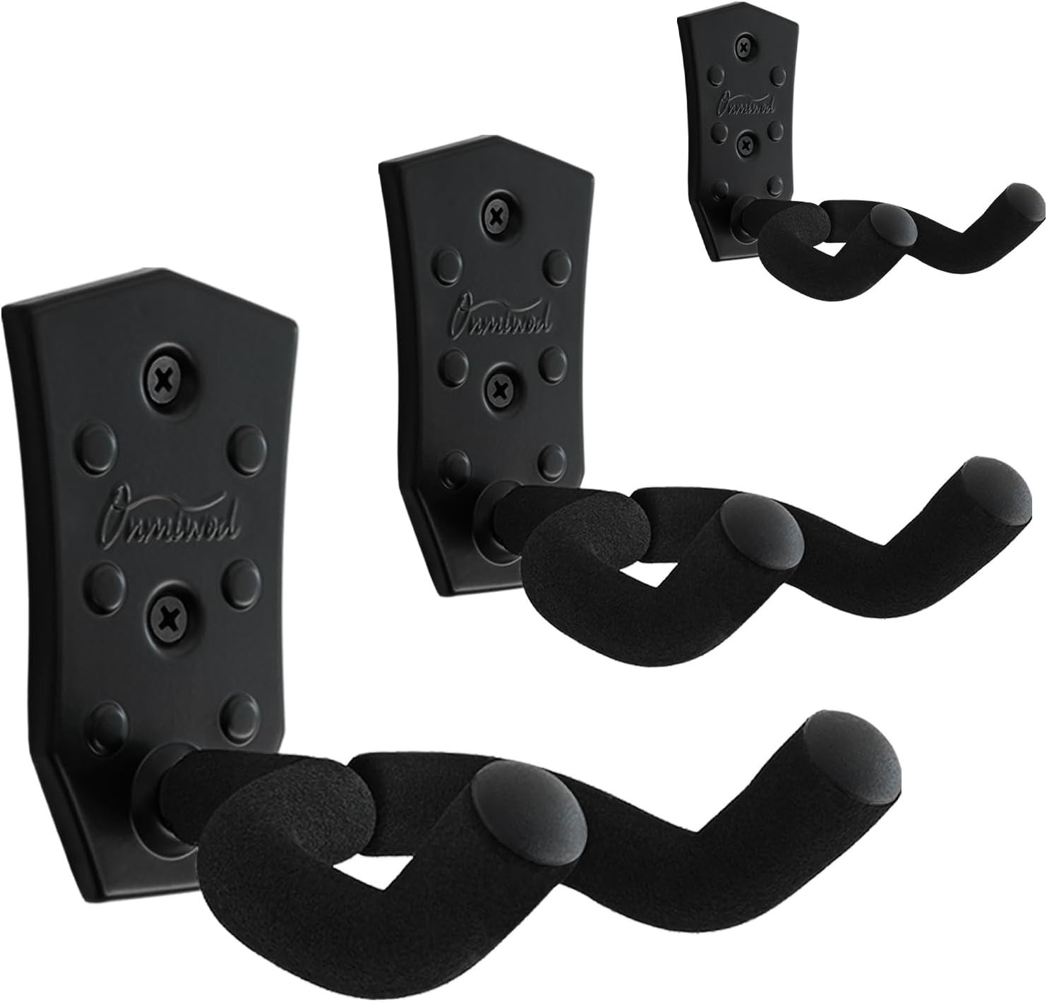 Guitar Wall Mount 3 Pack, Black Metal Guitar Hanger, V-Shaped Guitar Wall Han...