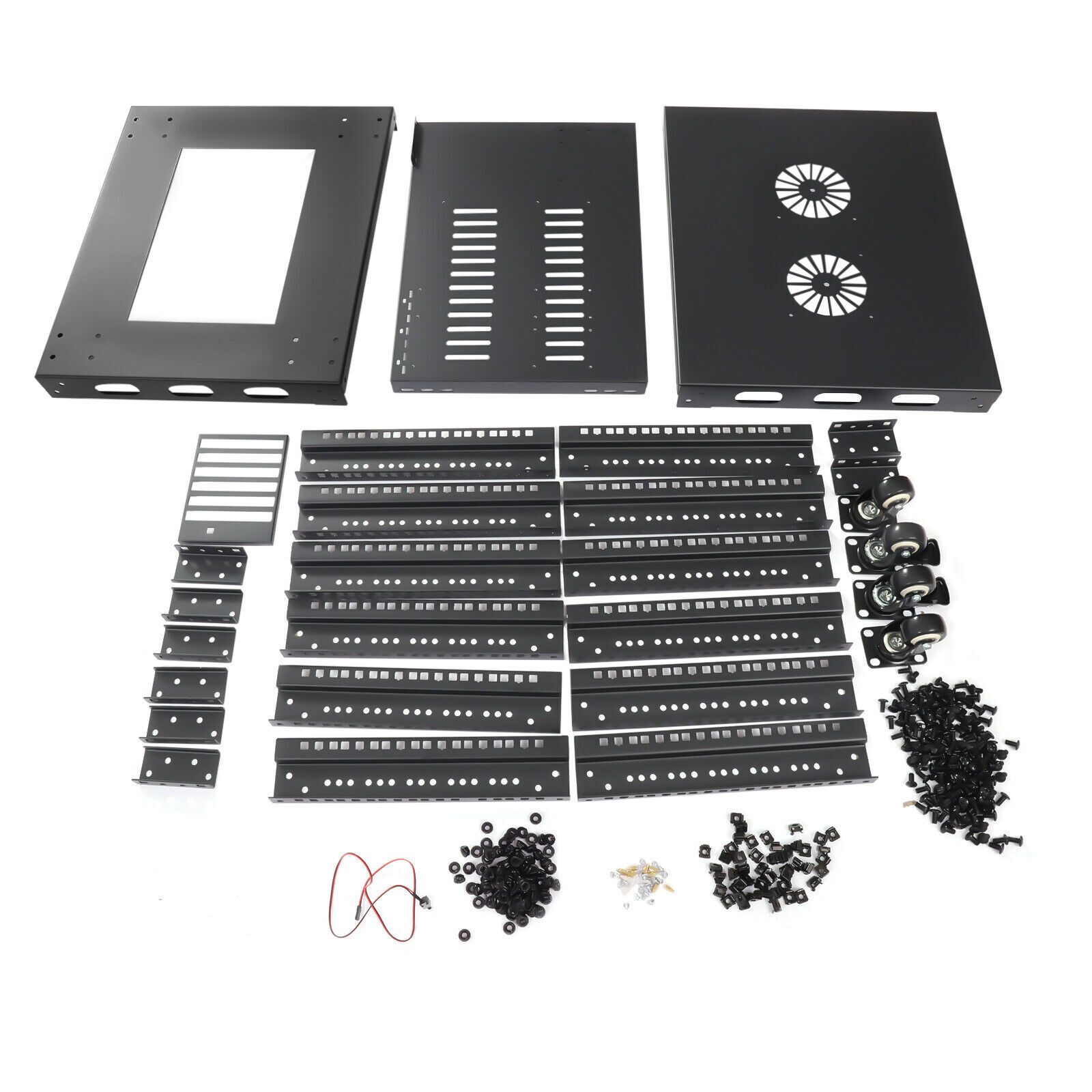 18U 4 Post Open Frame 18.5" Network Server Rack on Caters Adjustable Partition