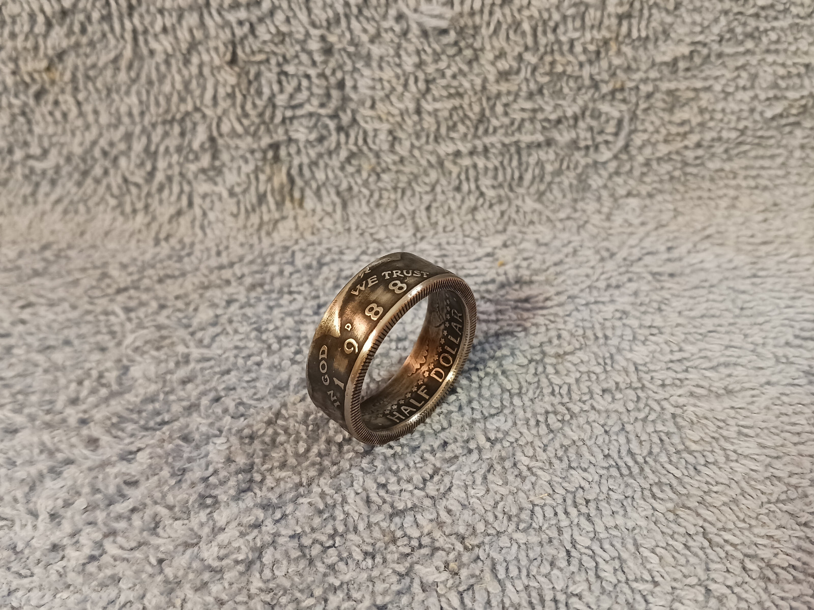 1988 Kennedy Half Dollars  size 12 coin ring  handmade mixed metals