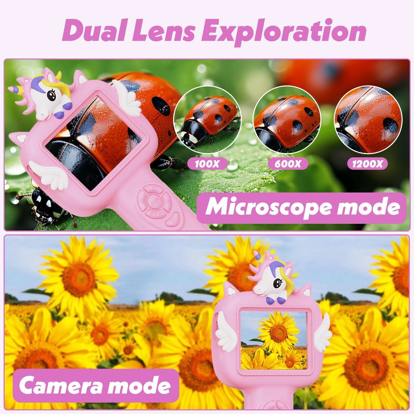 Microscope for Kids Gifts Toys Science, Mini Handheld Digital Pocket Microscope
