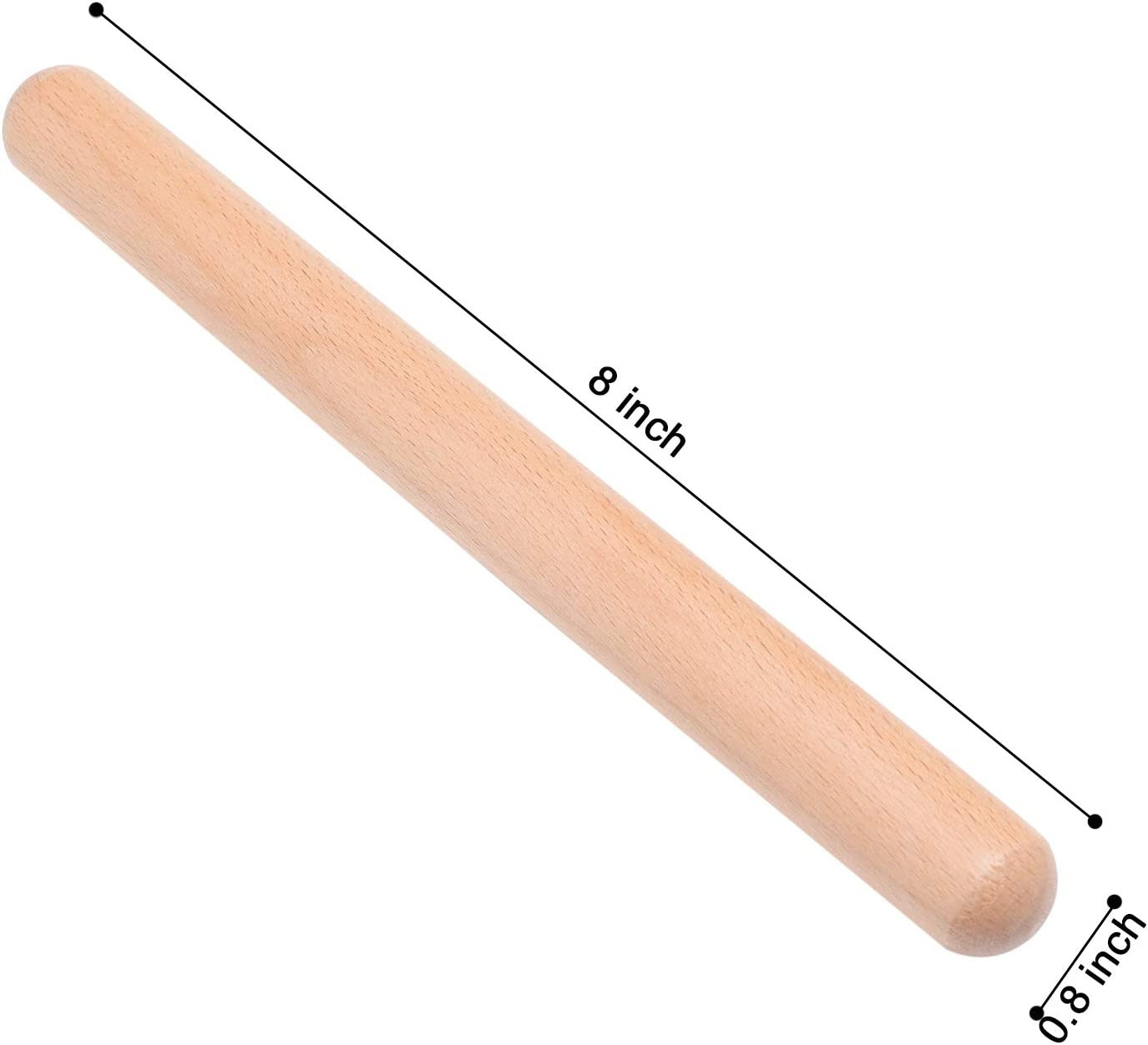 8 Pairs (16 Packs) Classical Wood Claves Musical Percussion Instrument, 8 Inch N
