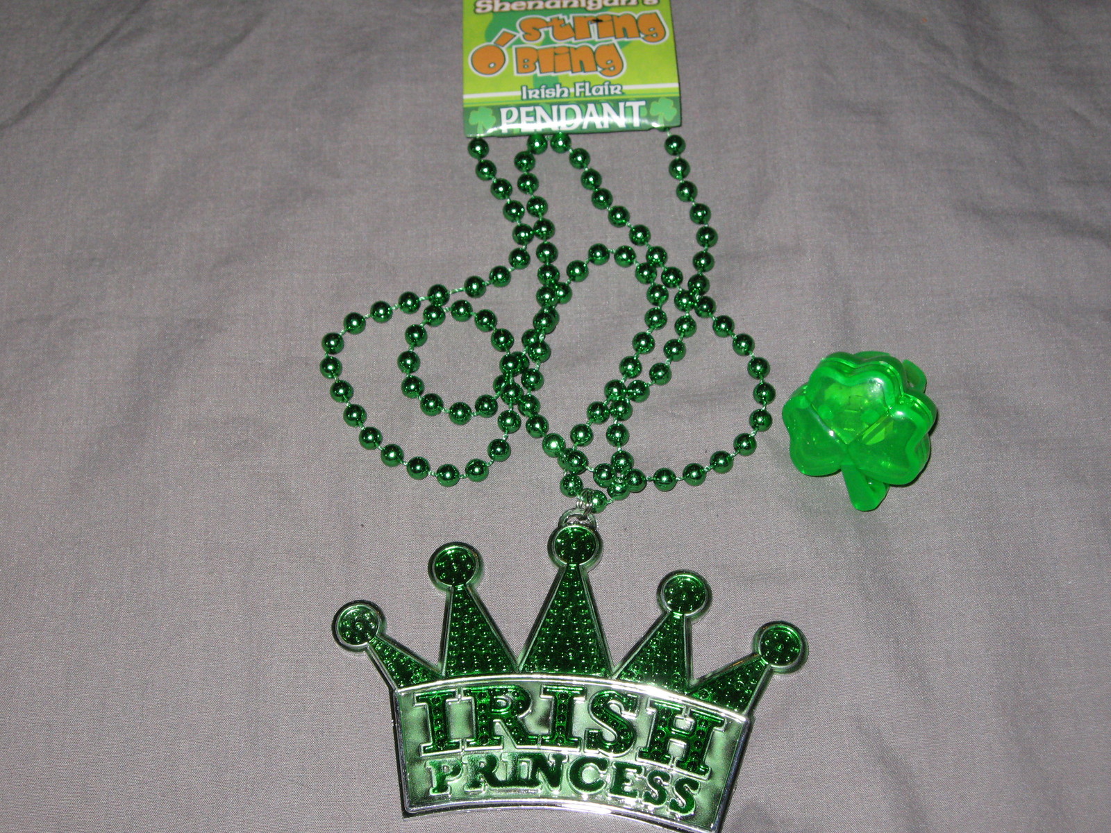 Irish Princess Necklace Flashing Shamrock Ring Holiday Saint Patrick's Day NEW
