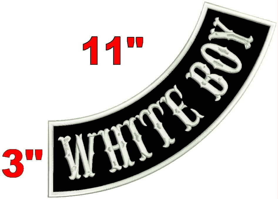 WHITE BOY MOTORCYCLE BIKER MC CLUB VEST 11" SIDE BOTTOM ROCKER PATCH 5 COLORS