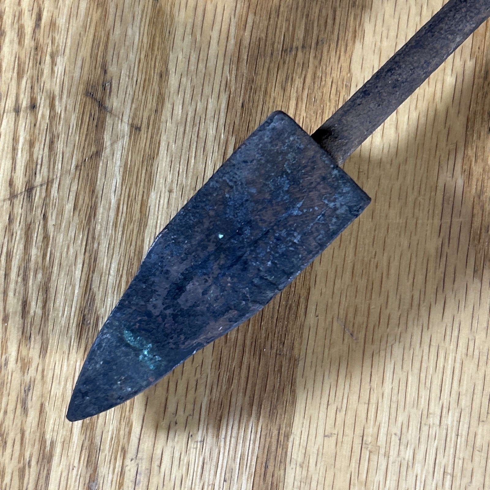 Antique Copper Soldering Iron 15.5" Long Wood Handle Blacksmith Metal Work USA