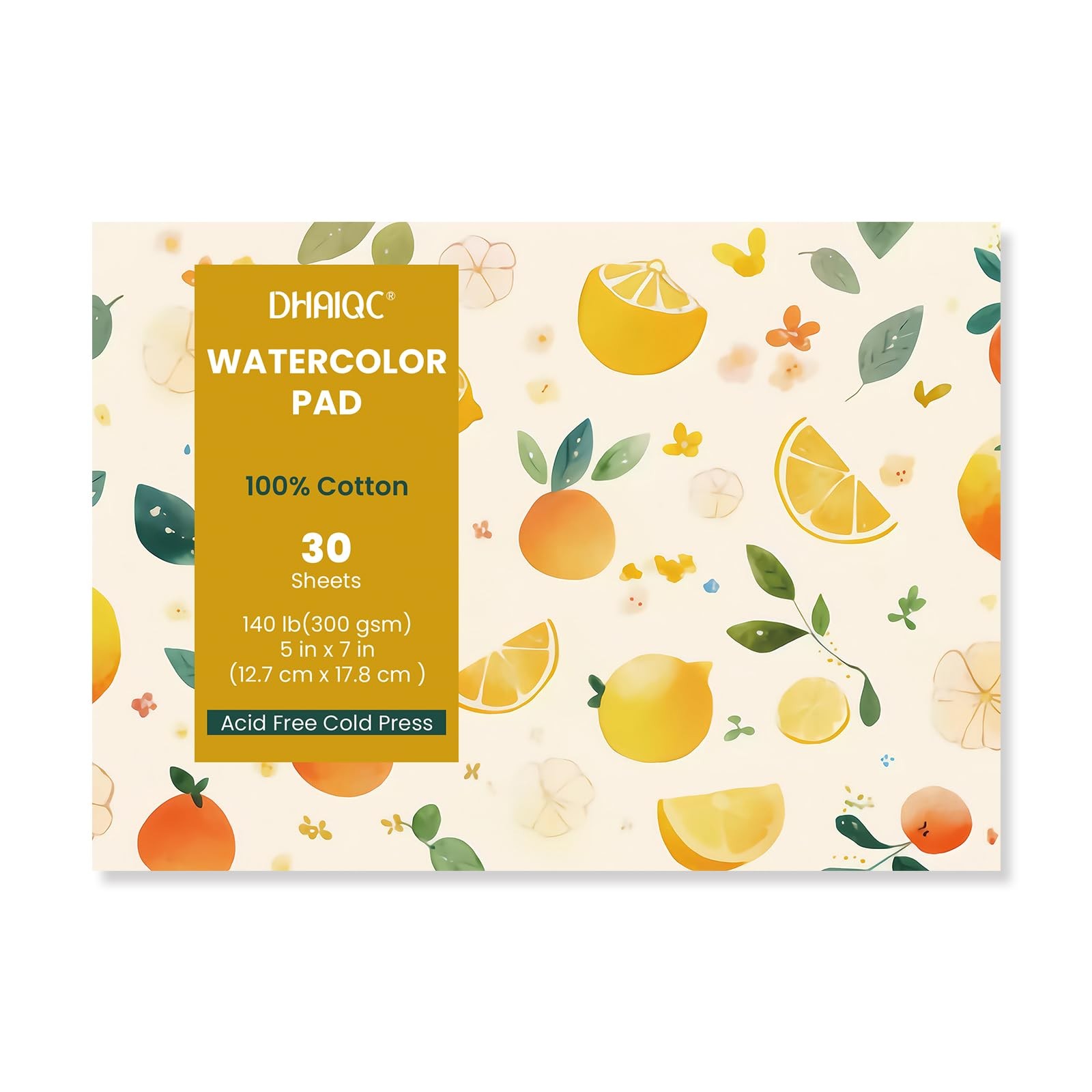 Watercolor Paper Pad, 30 Sheets, 5x7”, 100% Cotton Paper, Glue Bound, 140LB/3...