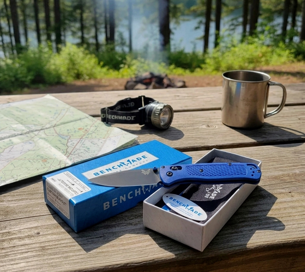 Benchmade Bugout Blue Grivory Handle 535-Custom Folding Knife S30V