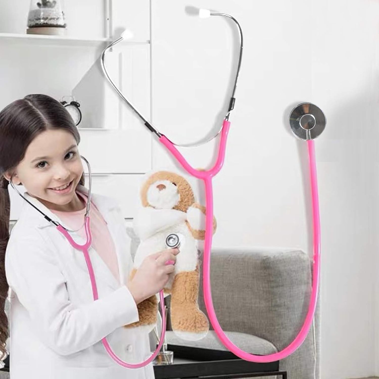 Playful Pink Stethoscope for Kids - Real Functionality for Future Doctors