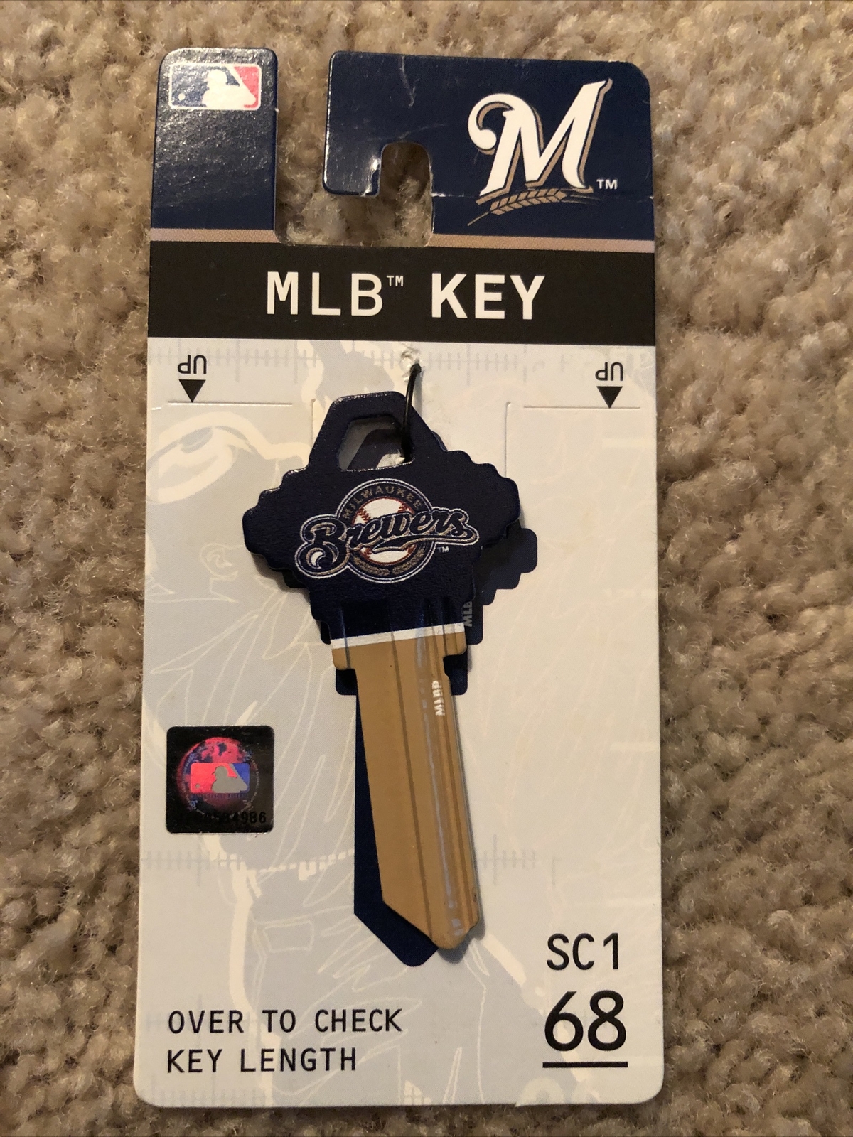 Hillman 89658 Brass #68/SC1 Milwaukee Brewers Single Sided Blank Key