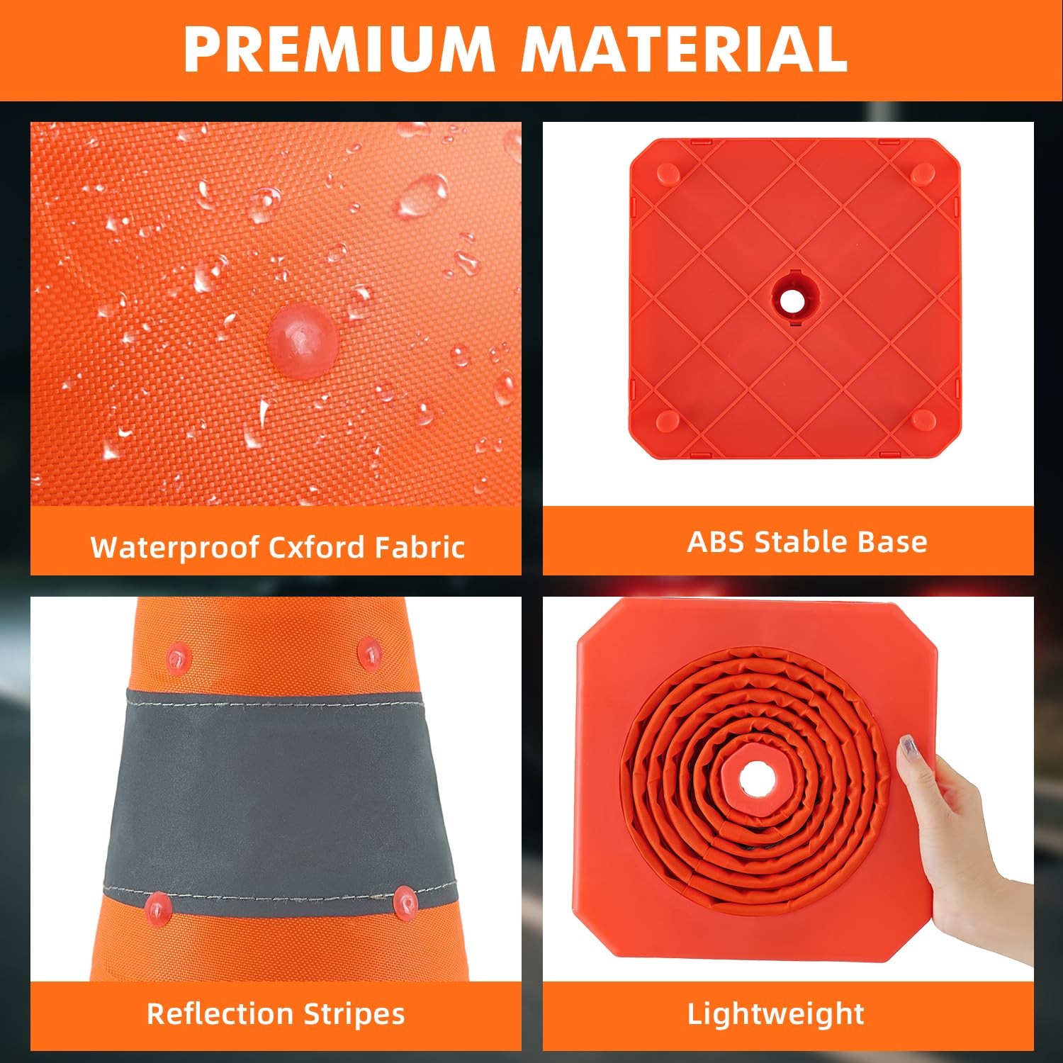 18''/28'' Multipurpose Collapsible Traffic Safety Cones with Reflective Strip