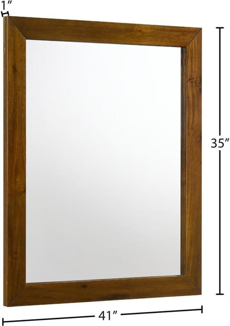 Mid Century Industrial Rectangular Mirror with Antique Coffee Finish, 35"x41