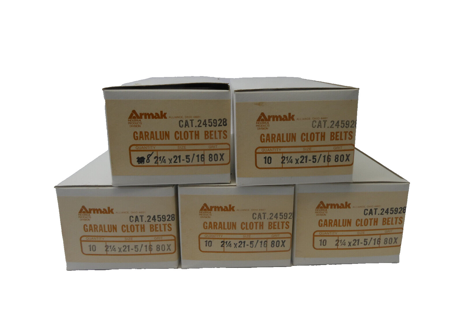 Lot 48 Armak Garalun Cloth Belts Cat 245928 80x Grit 2 ¼” x 21 5/16” Sandpaper