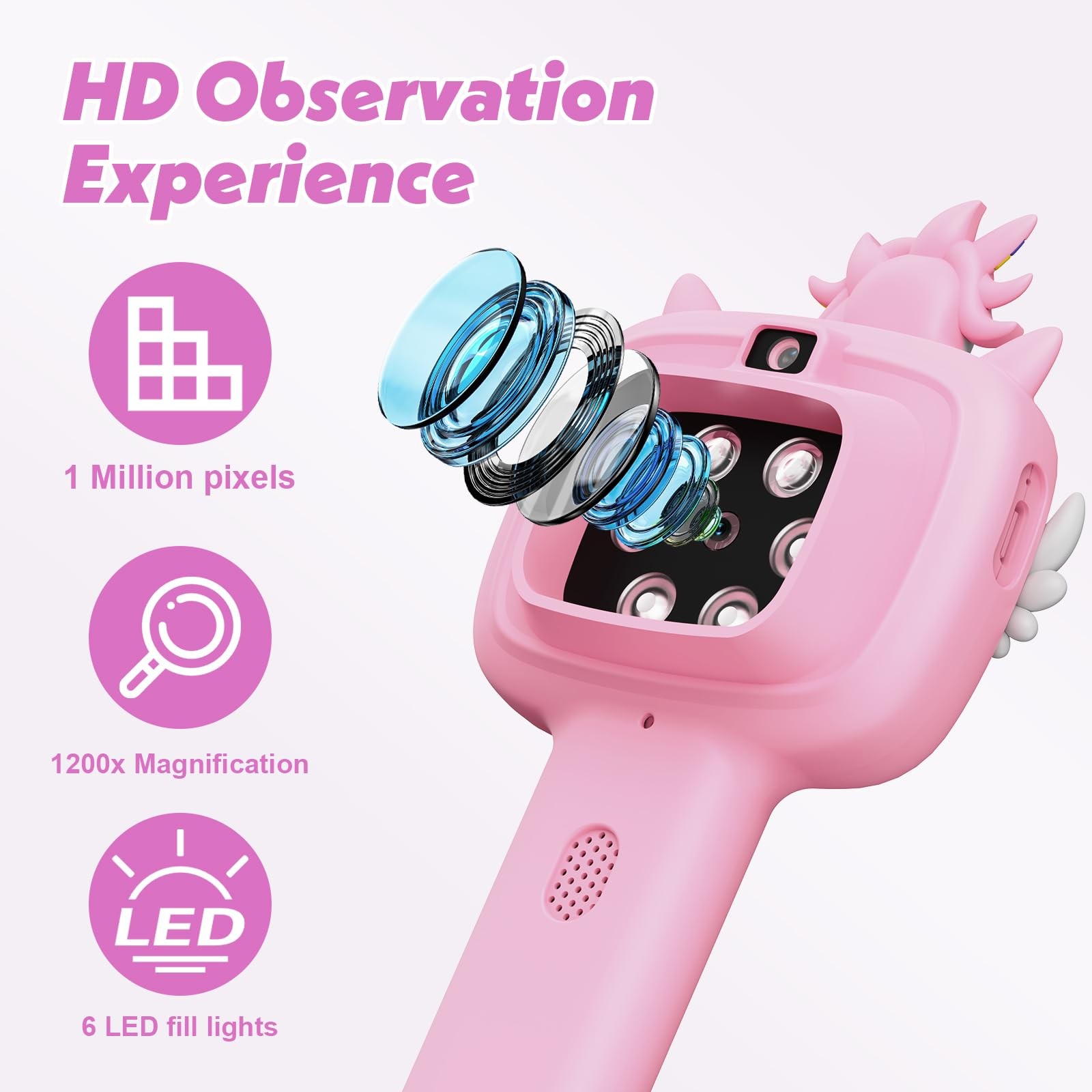 Microscope for Kids Gifts Toys Science, Mini Handheld Digital Pocket Microscope