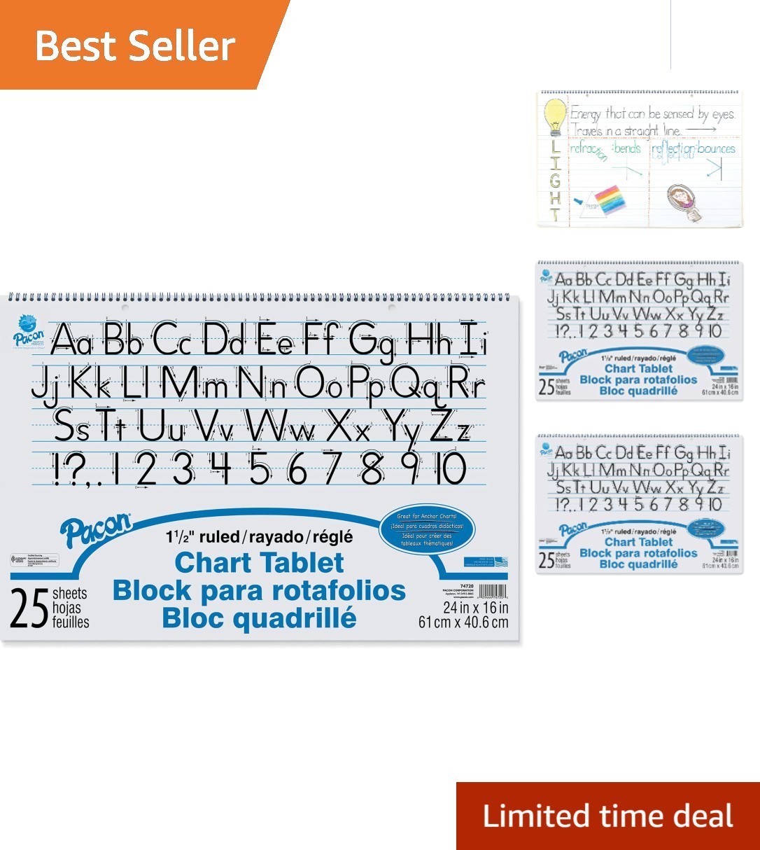 Durable 24" x 16" Chart Tablet - 1 1/2" Ruled, Ideal for Organized Note-Taking