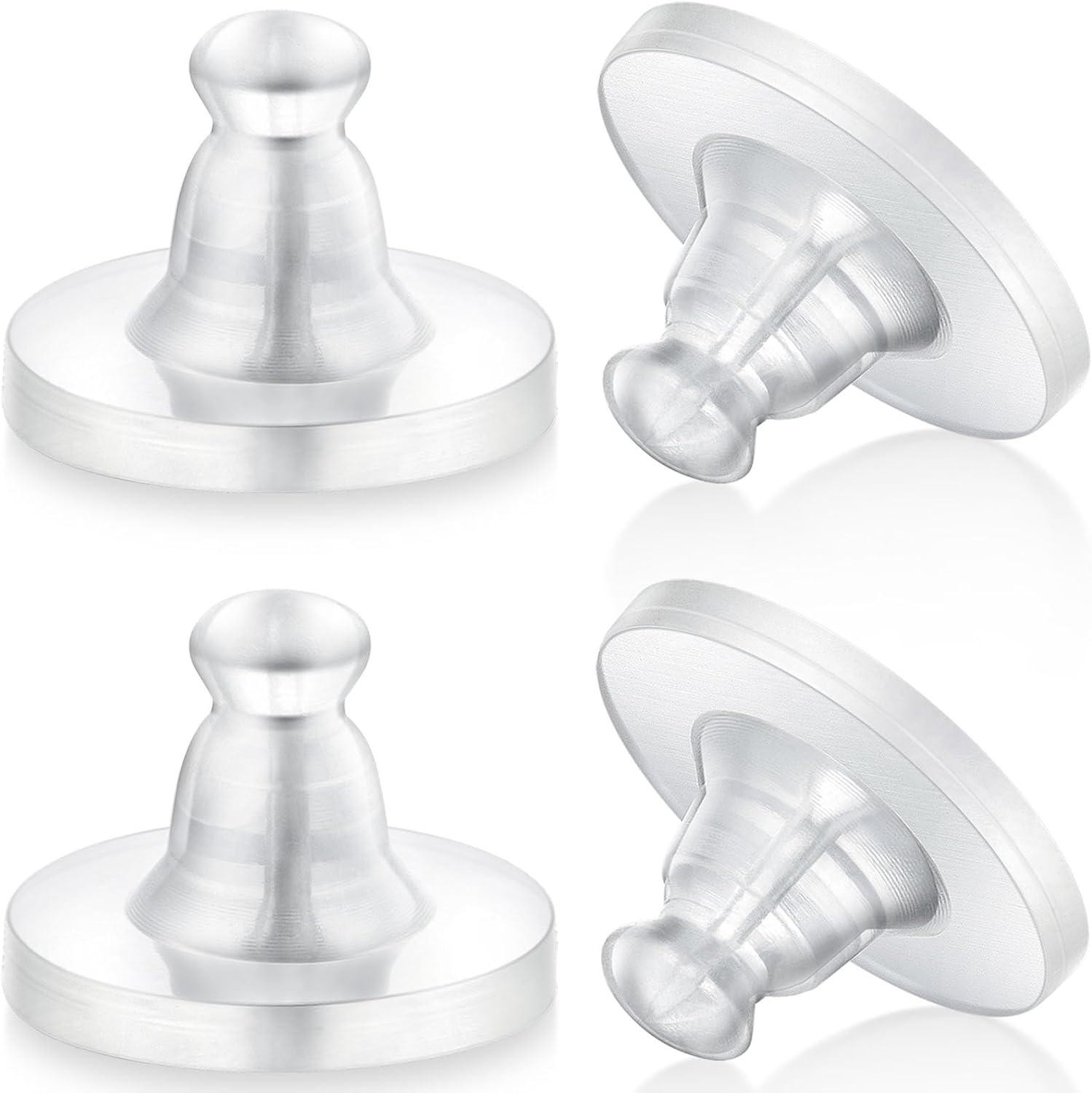 100pcs Rubber Earring Backs, Soft Clear Hypoallergenic Silicone Safety Stoppers