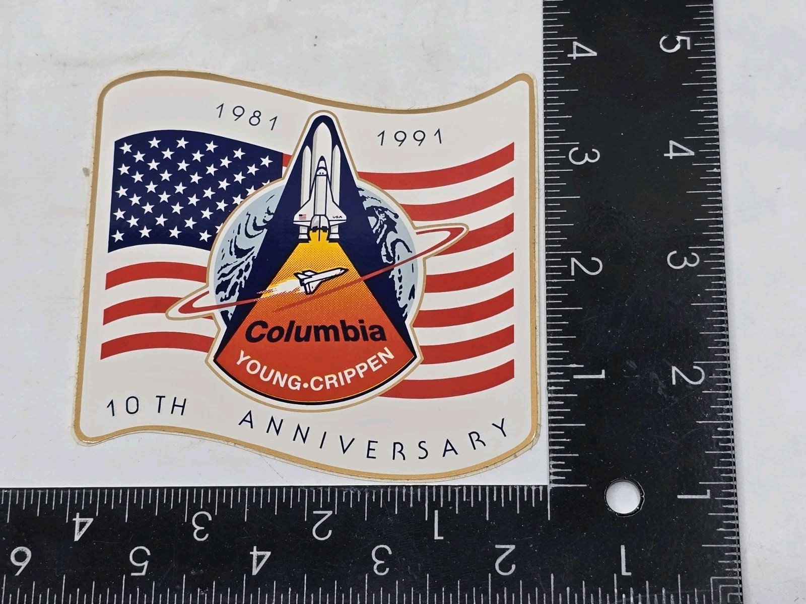 NASA Space Shuttle Columbia Mission Young-Crippen 10th Anniversary Sticker VTG