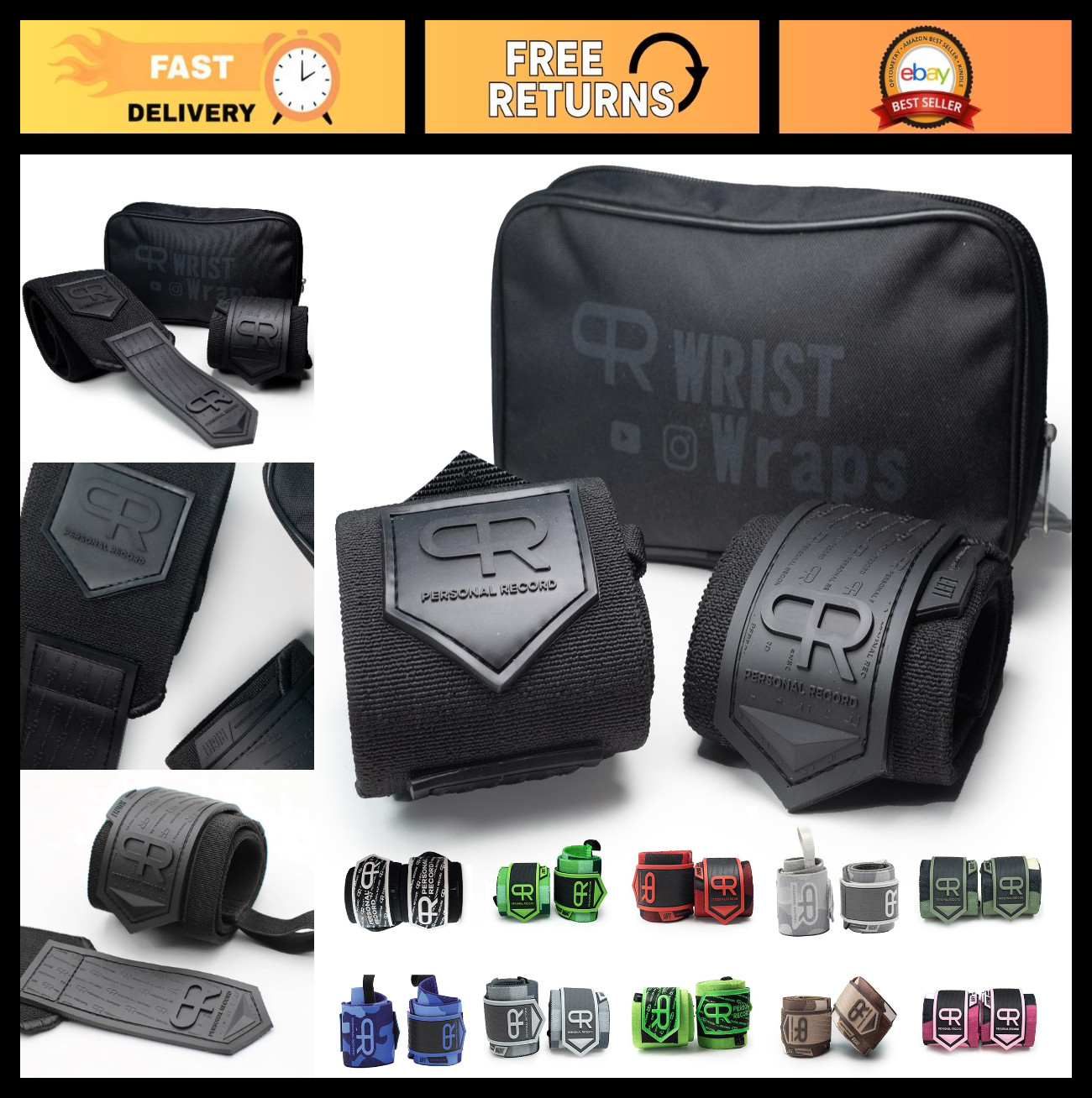 Heavy Duty Wrist Wraps - Extra Wide, Elastic, Reinforced Stitching, Strong Thumb
