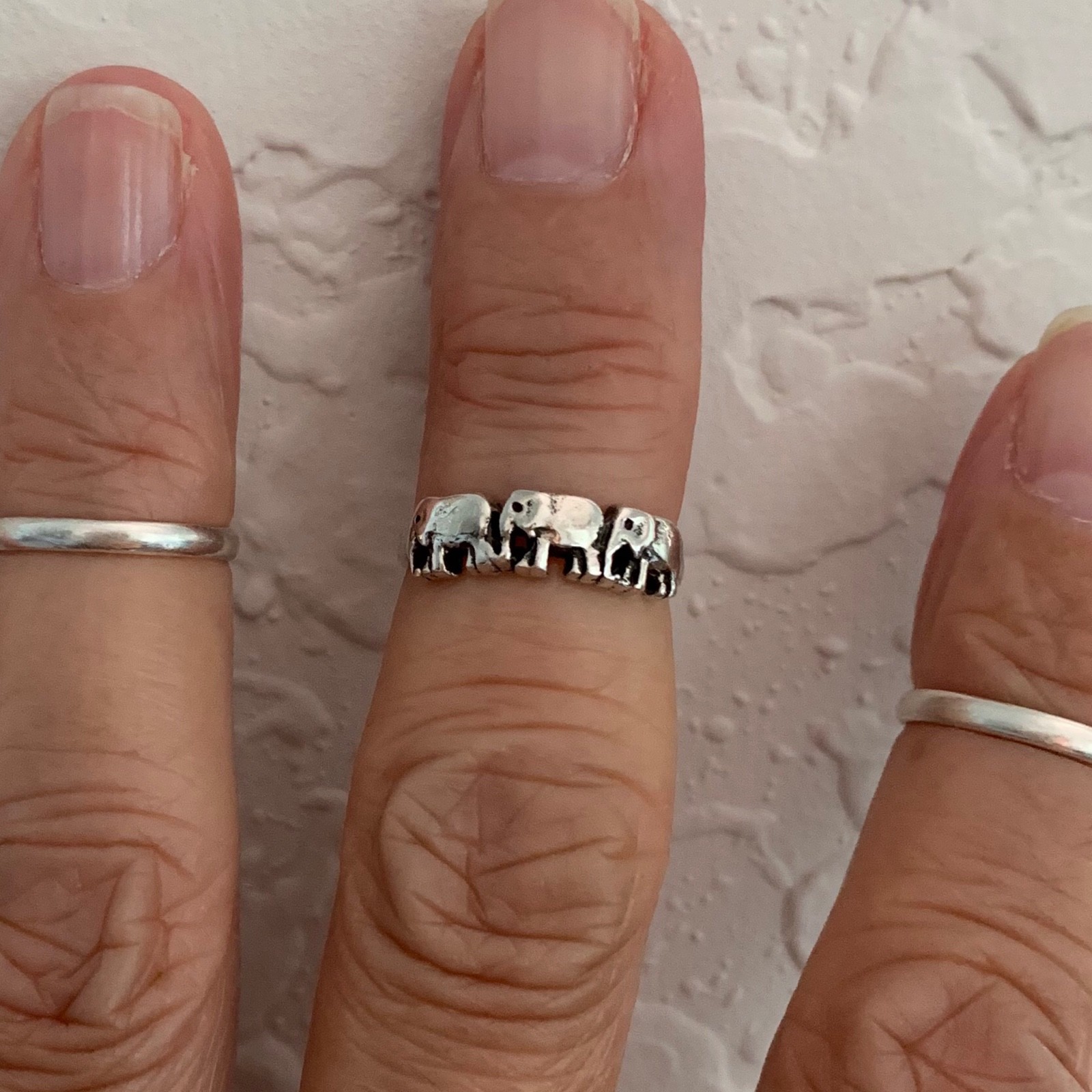 Sterling Silver Marching Elephants Toe Ring, Silver Rings, Animal Ring, Elephant