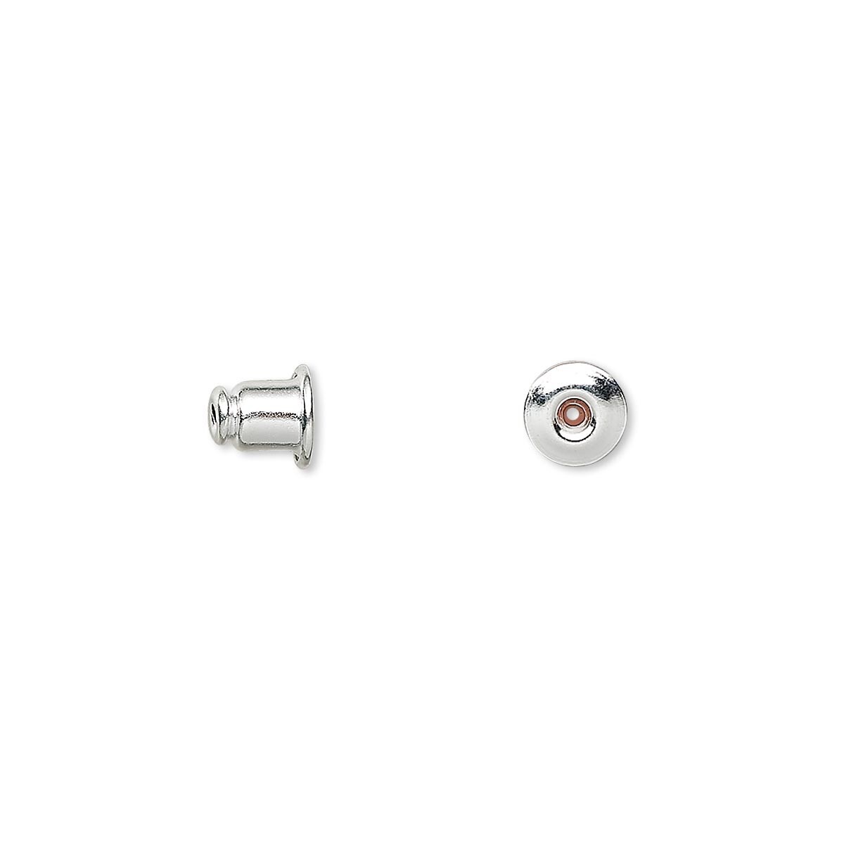 Earnut, 10 Silver Plated Brass 5.5x5mm Earnut Barrel Earring Backs