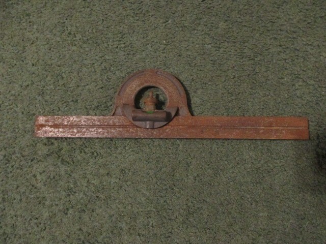 Vintage 12" Machinist Square Protractor w/ Rule + Level