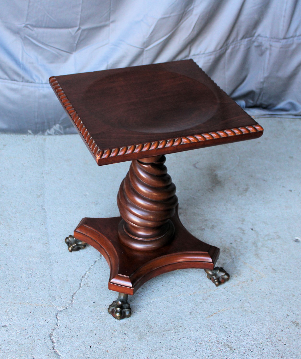 Antique Mahogany Pedestal Swivel Stool – metal claw and wood ball feet