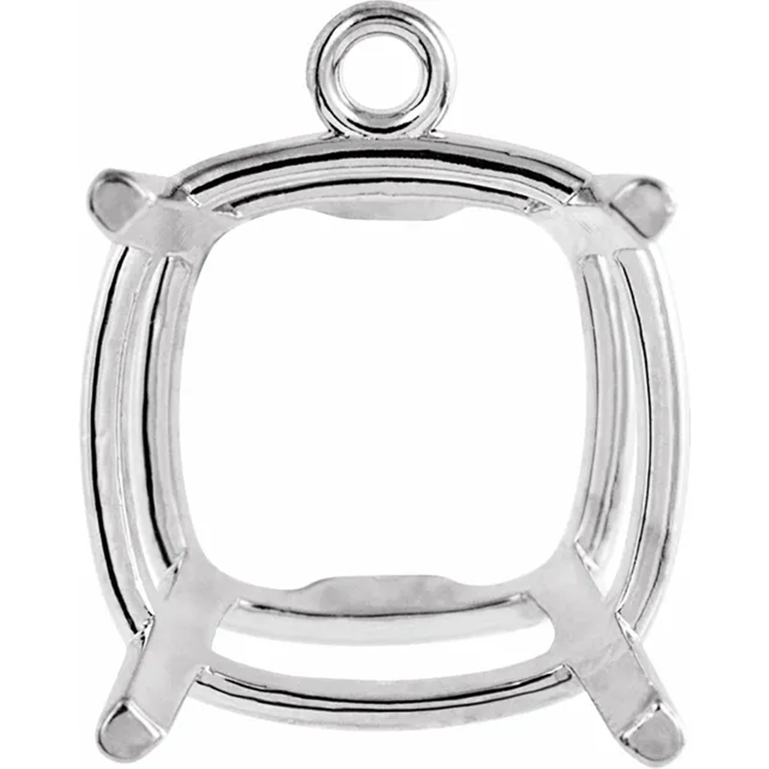14K White Gold Dangle Setting Cushion Cut 4 Prong Basket Designed Mounting USA