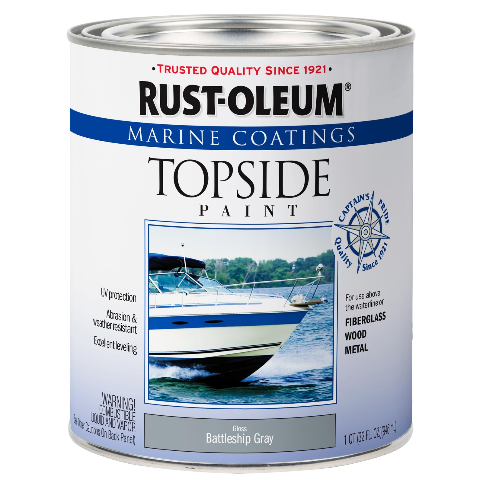 Rust-Oleum Available 207005 Marine Topside Enamel Paint, Battleship Gray,