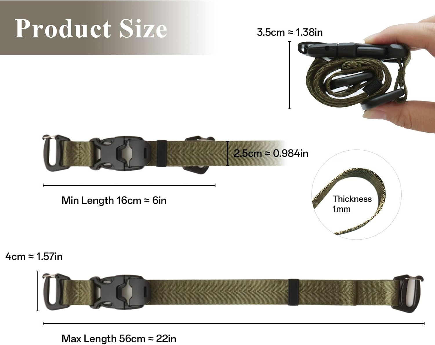 Tactical Molle Straps for Backpack Adjustable 6-22 inch Molle System Attachme...