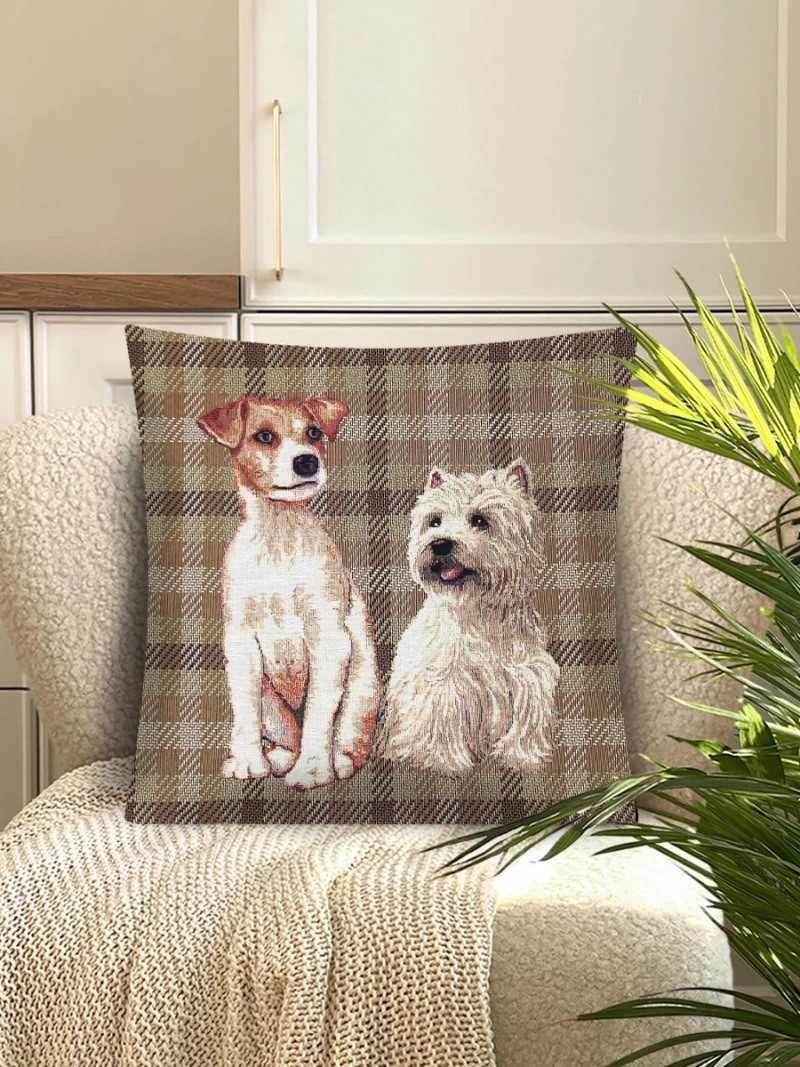 Dog Breeds Vestick and Jack Russell Pillowcase NEW 17x17 ITALY