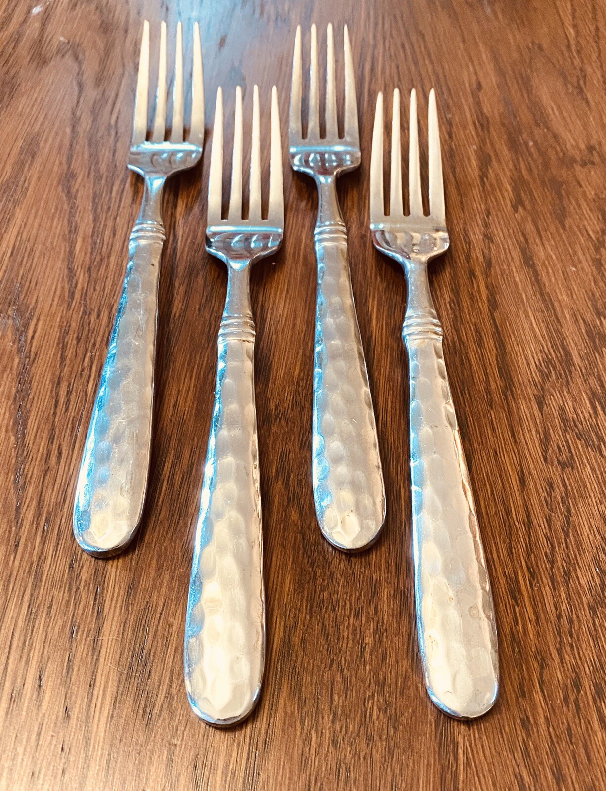 Cambridge Majesty Hammered Forged  18/10 Glossy  4- Dinner Forks 8 3/8"