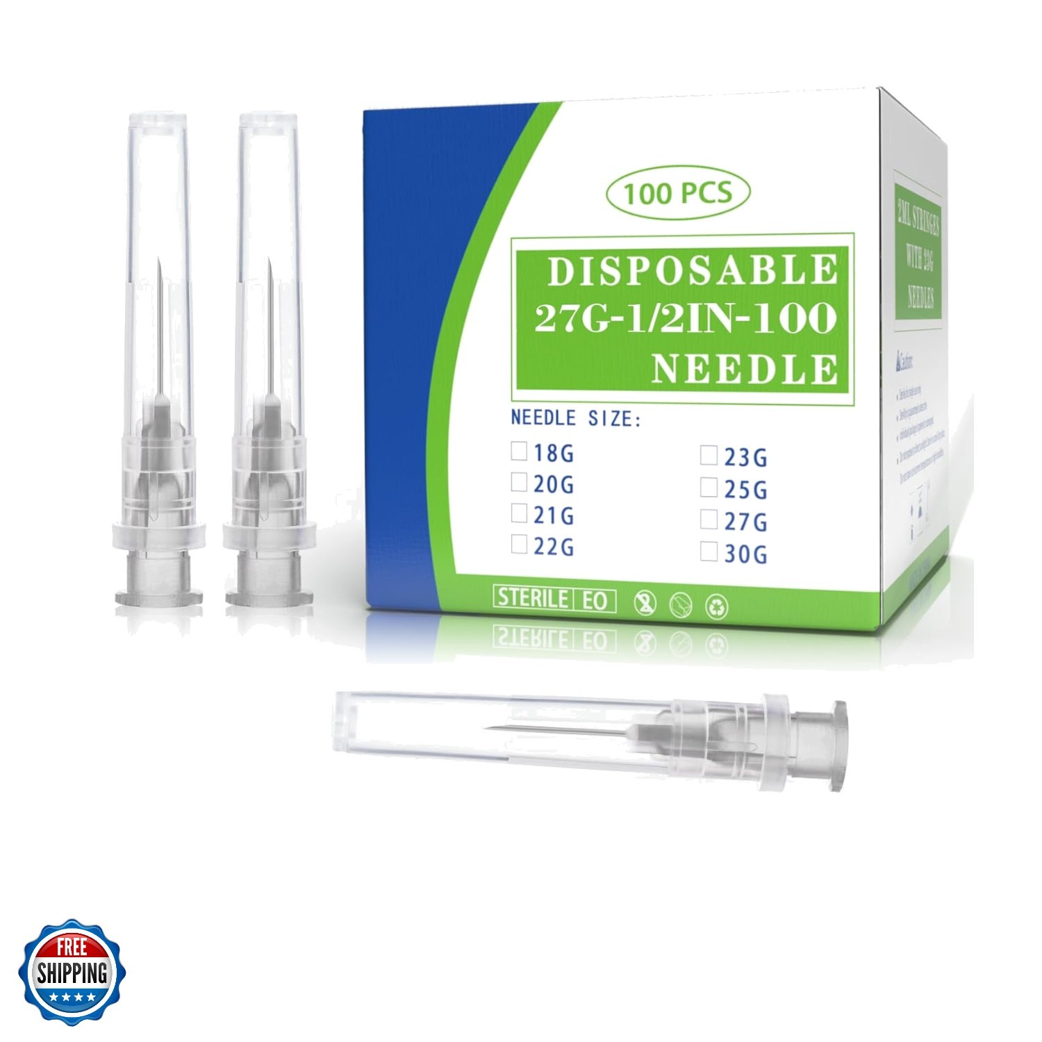 27 Ga 1/2 Inch 13MM Disposable Needles for Lab Supplies and Dispensing Access...