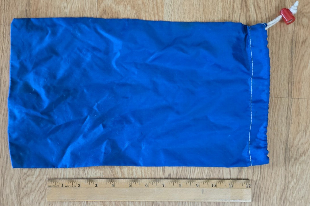 Vintage Recretional Equipment Inc storage bag. Laid flat: 15" tall x 9" wide