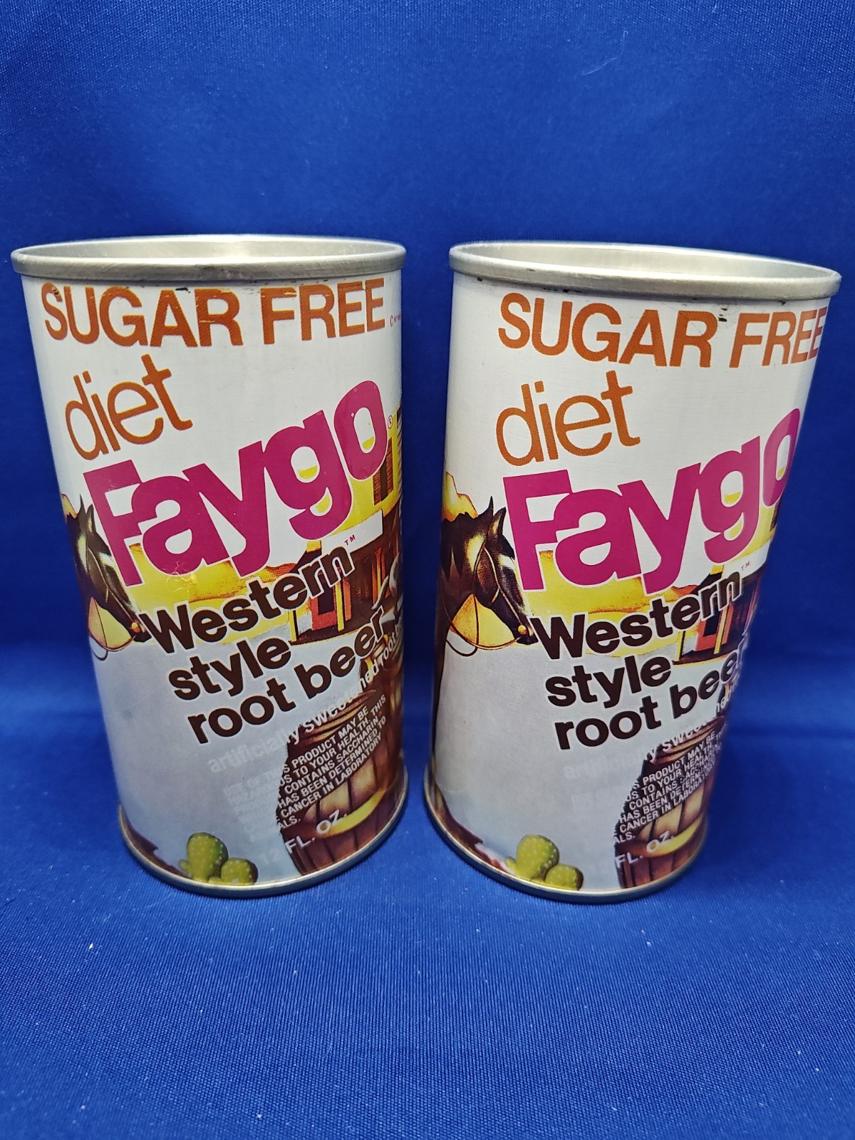 Faygo Western Style Sugar Free Diet Root Beer Soda Pop Cans Lot Of 2 1970's