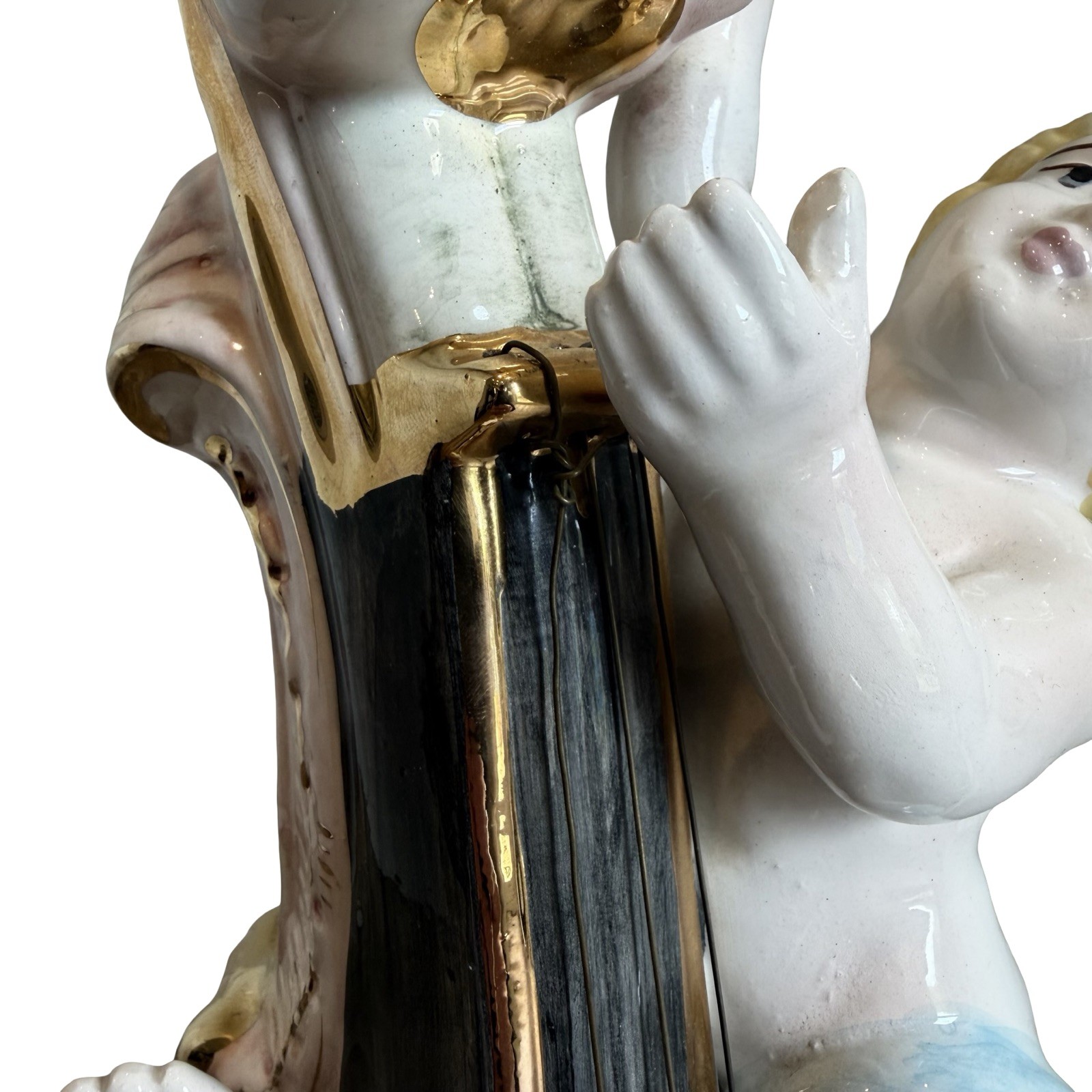 Large Capodimonte Cherub Table Lamp Italian Porcelain Figurine Decorative