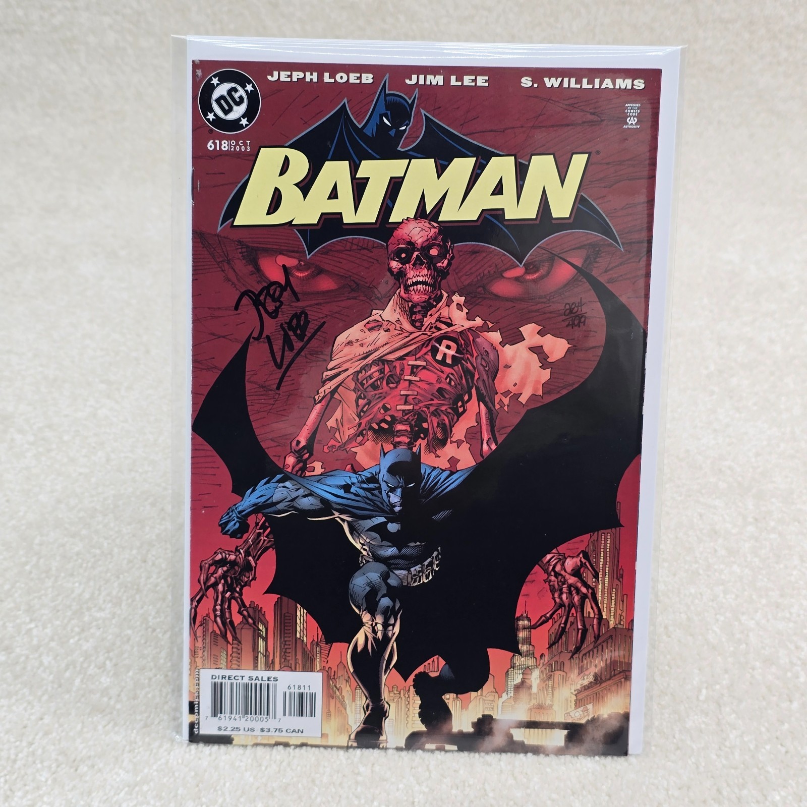 Batman #618 DC Comic Book 2003 Dynamic Forces COA /499 Signed Jeph Loeb
