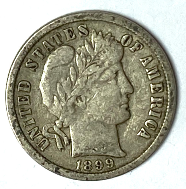 1899 10c Barber Silver Ten Cents Dime US Philadelphia