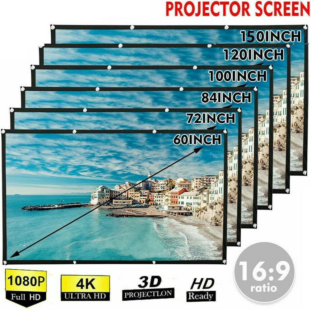 Portable Foldable Projector Screen 16:9 HD Outdoor Home Cinema Theater 3D Movie